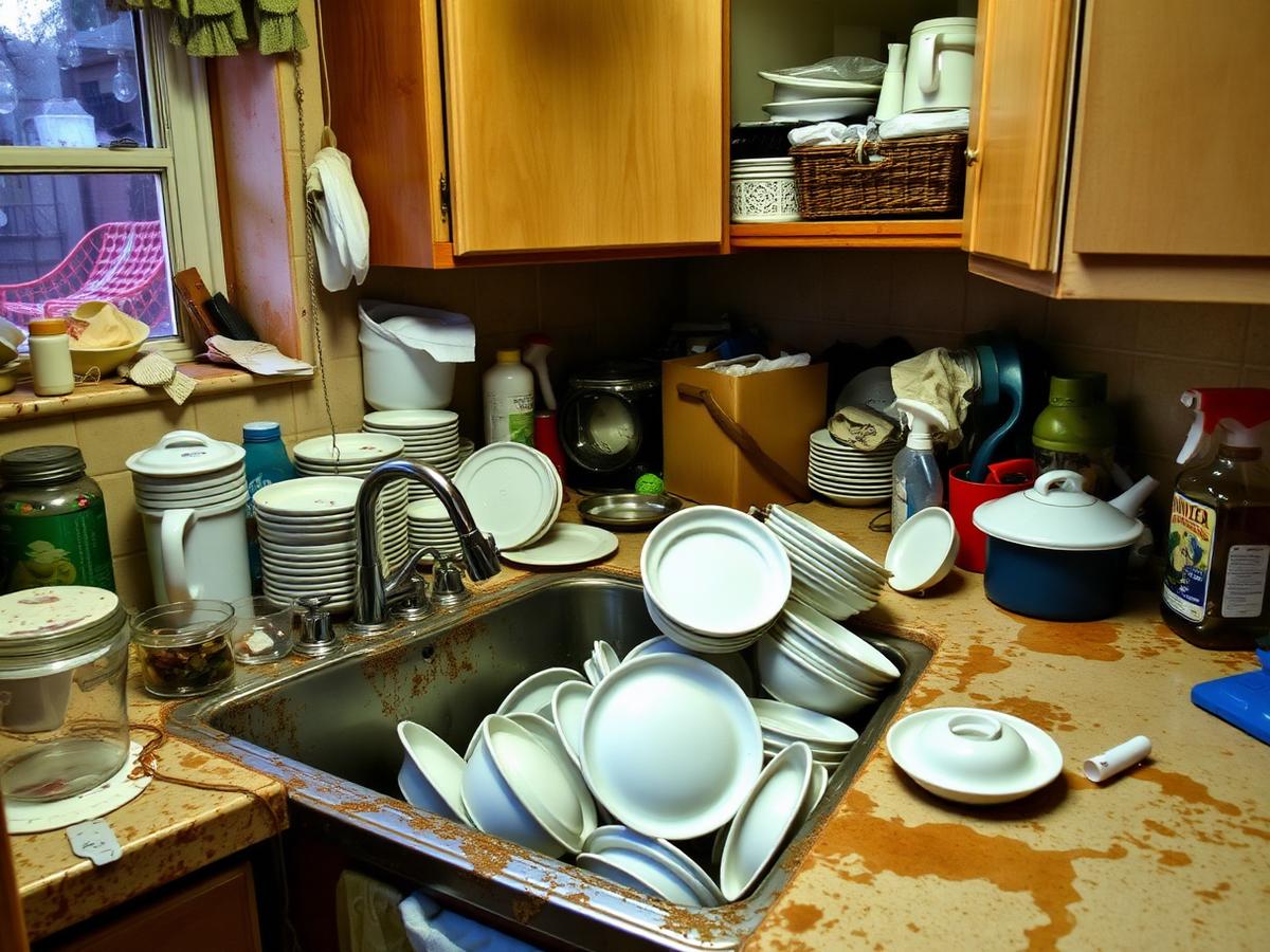 Kitchen before cleaning